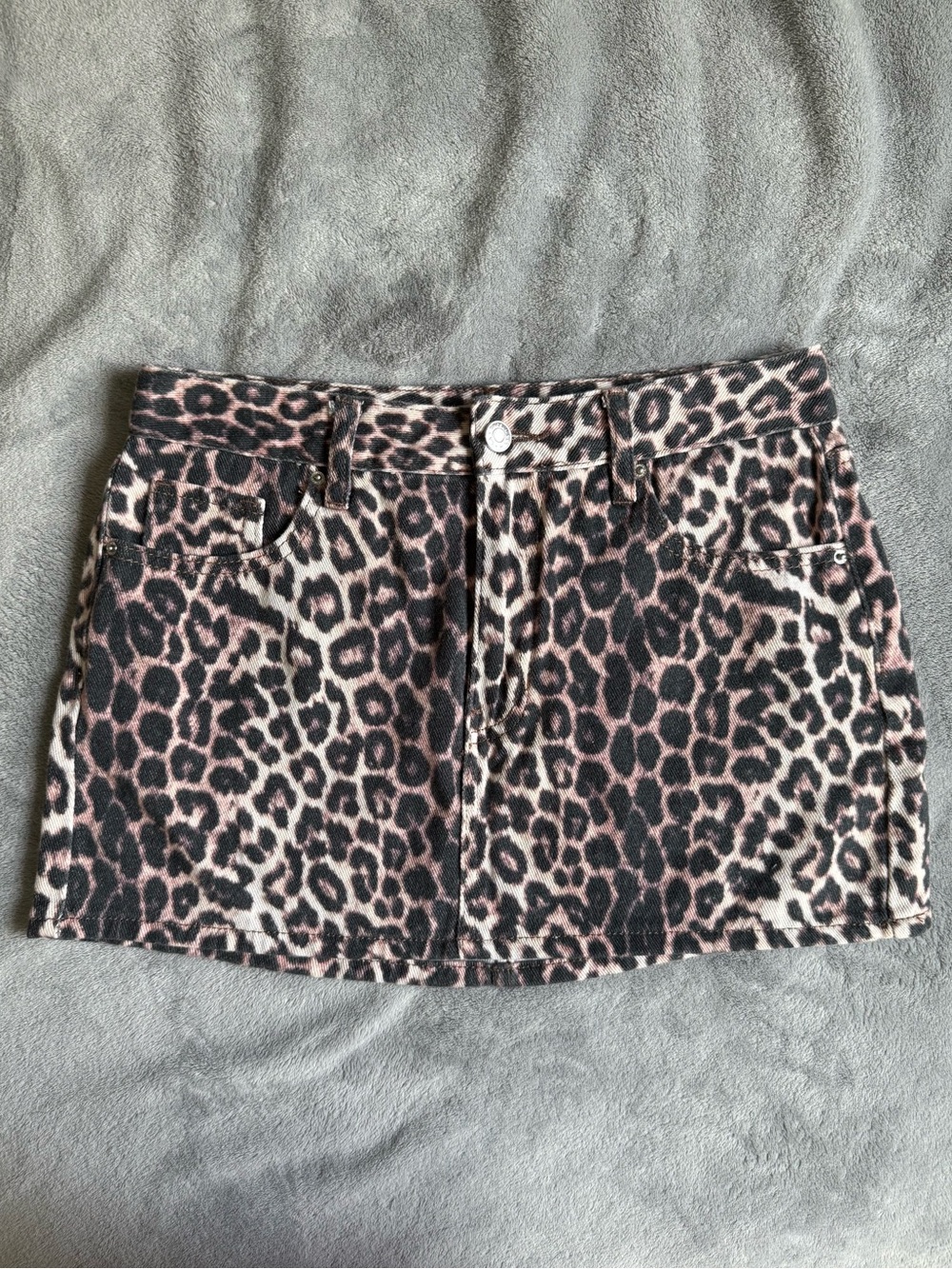 PacSun Pink and Black Leopard Print Mini Skirt